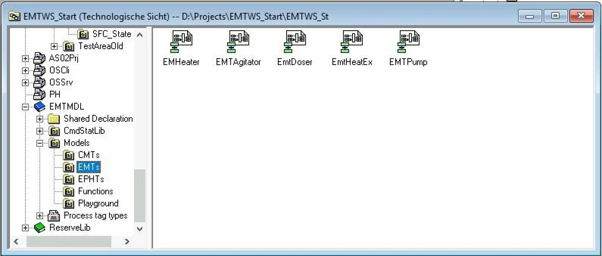 Windows Explorer mit EMT-Dateien.