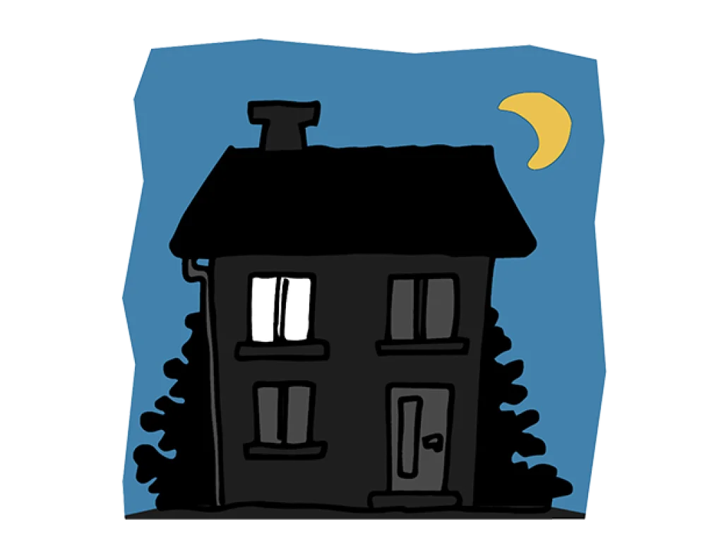 Grafik Haus in der Nacht.