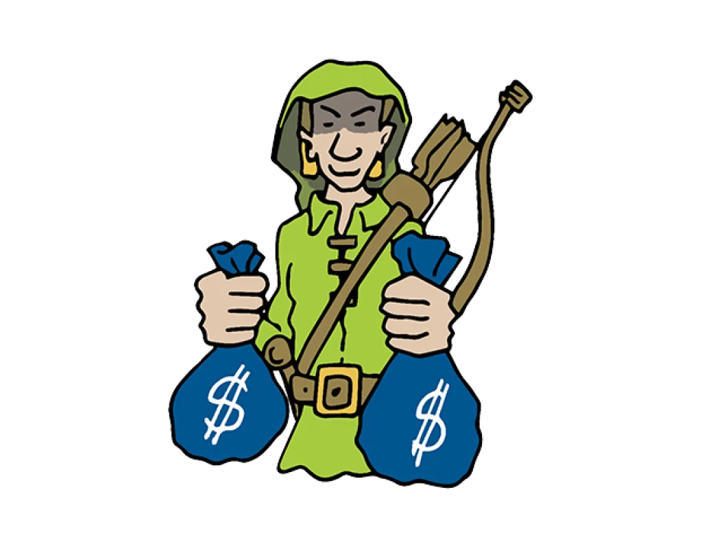 Grafik Mann mit viel Geld.